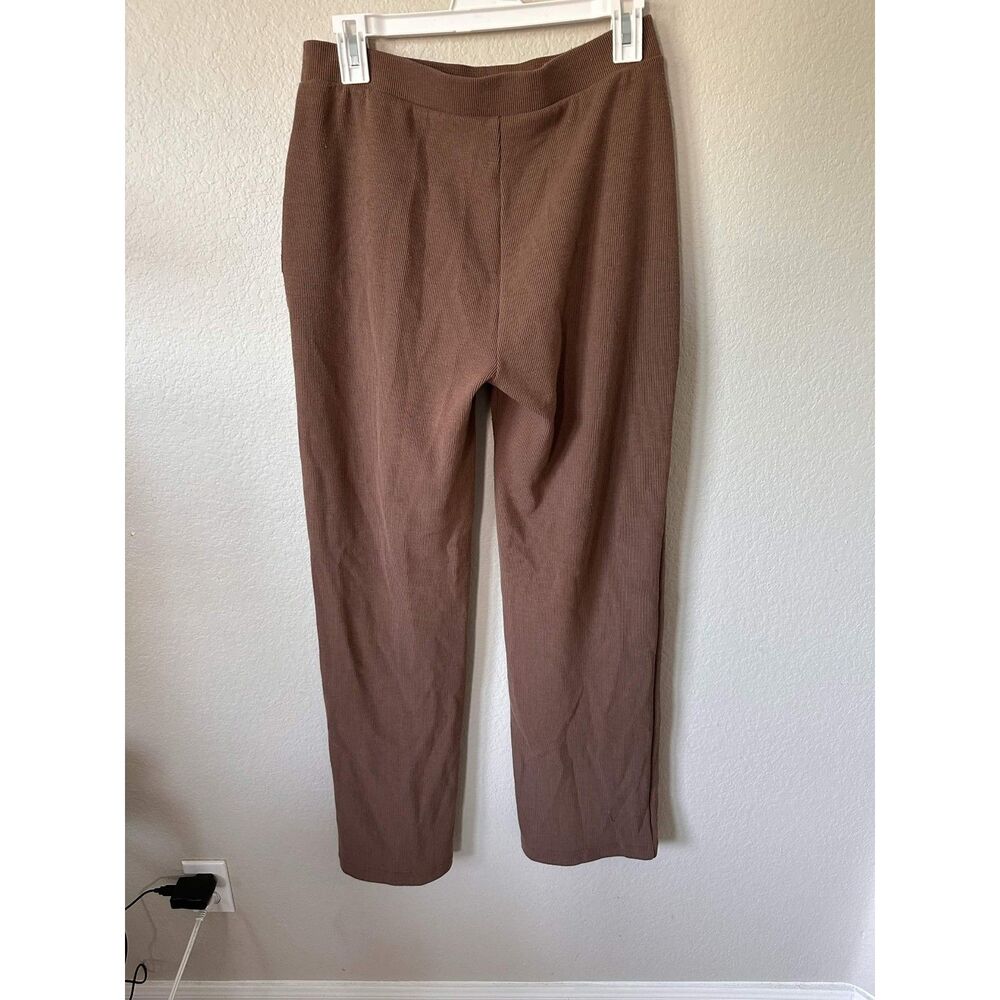 Vuori Aston Wide Leg Ribbed Pants Brown Size M Cozy Lounge Athleisure - Picture 4 of 7